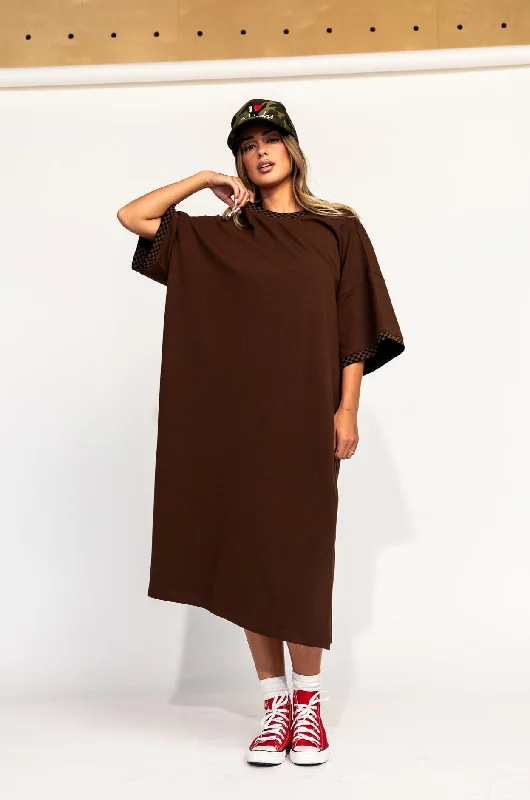 Long - Sleeve Women Dress in Velvet for a Luxurious Winter Look Long - Sleeve Women Dress in Velvet for a Luxurious Winter Look Frankie Dress in Mocha + Checkerboard Long - Sleeve Women Dress in Velvet for a Luxurious Winter Look Long - Sleeve Women Dress in Velvet for a Luxurious Winter Look Frankie Dress in Mocha + Checkerboard