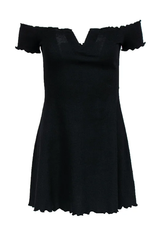 Sleeveless Women Dress in Bright Colors for Summer Parties Sleeveless Women Dress in Bright Colors for Summer Parties Majorelle - Black Ribbed Knit Mini Dress w/ Lettuce Edges Sz S Sleeveless Women Dress in Bright Colors for Summer Parties Sleeveless Women Dress in Bright Colors for Summer Parties Majorelle - Black Ribbed Knit Mini Dress w/ Lettuce Edges Sz S