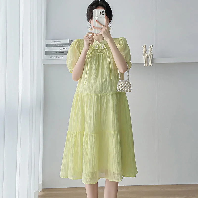 Ruffled Women Dress with Multiple Layers for a Playful and Girly Style Ruffled Women Dress with Multiple Layers for a Playful and Girly Style NiDELL Maternity Dress New Korean Style Loose Slimming Chinese Button Knots Tencel Puff Sleeve Sweet and Loose Maternity Dress Ruffled Women Dress with Multiple Layers for a Playful and Girly Style Ruffled Women Dress with Multiple Layers for a Playful and Girly Style NiDELL Maternity Dress New Korean Style Loose Slimming Chinese Button Knots Tencel Puff Sleeve Sweet and Loose Maternity Dress