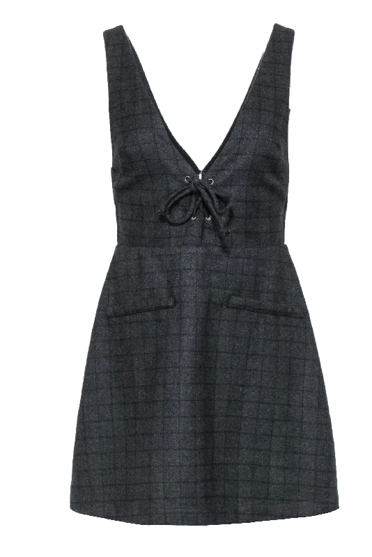 Wrap - Style Women Dress with Adjustable Fit for All Body Types Wrap - Style Women Dress with Adjustable Fit for All Body Types Reformation - Charcoal & Black Grid Print Sleeveless Jumper Dress Sz 4 Wrap - Style Women Dress with Adjustable Fit for All Body Types Wrap - Style Women Dress with Adjustable Fit for All Body Types Reformation - Charcoal & Black Grid Print Sleeveless Jumper Dress Sz 4