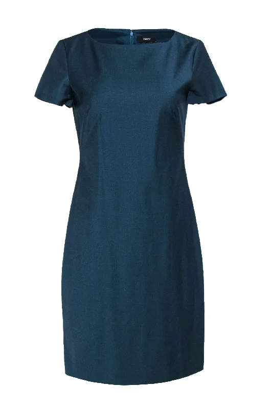 Halter Neck Women Dress to Show Off the Shoulders and Neckline Halter Neck Women Dress to Show Off the Shoulders and Neckline Theory - Deep Teal Shift Dress w/ Short Sleeves Sz 6 Halter Neck Women Dress to Show Off the Shoulders and Neckline Halter Neck Women Dress to Show Off the Shoulders and Neckline Theory - Deep Teal Shift Dress w/ Short Sleeves Sz 6