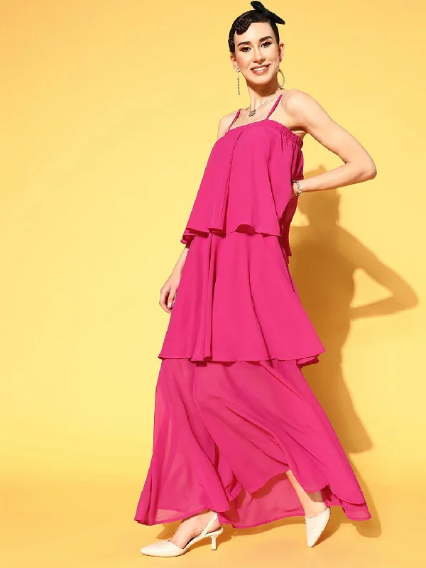 Ruffled Women Dress with Multiple Layers for a Playful and Girly Style Ruffled Women Dress with Multiple Layers for a Playful and Girly Style Women Fuchsia Strappy Layered Maxi Dress Ruffled Women Dress with Multiple Layers for a Playful and Girly Style Ruffled Women Dress with Multiple Layers for a Playful and Girly Style Women Fuchsia Strappy Layered Maxi Dress
