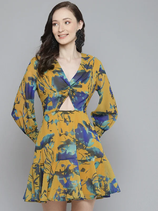 Plus Size Women Dress with a Flattering A - Line Cut for Comfort and Style Plus Size Women Dress with a Flattering A - Line Cut for Comfort and Style Women Mustard & Blue Floral Front Knot Short Dress Plus Size Women Dress with a Flattering A - Line Cut for Comfort and Style Plus Size Women Dress with a Flattering A - Line Cut for Comfort and Style Women Mustard & Blue Floral Front Knot Short Dress