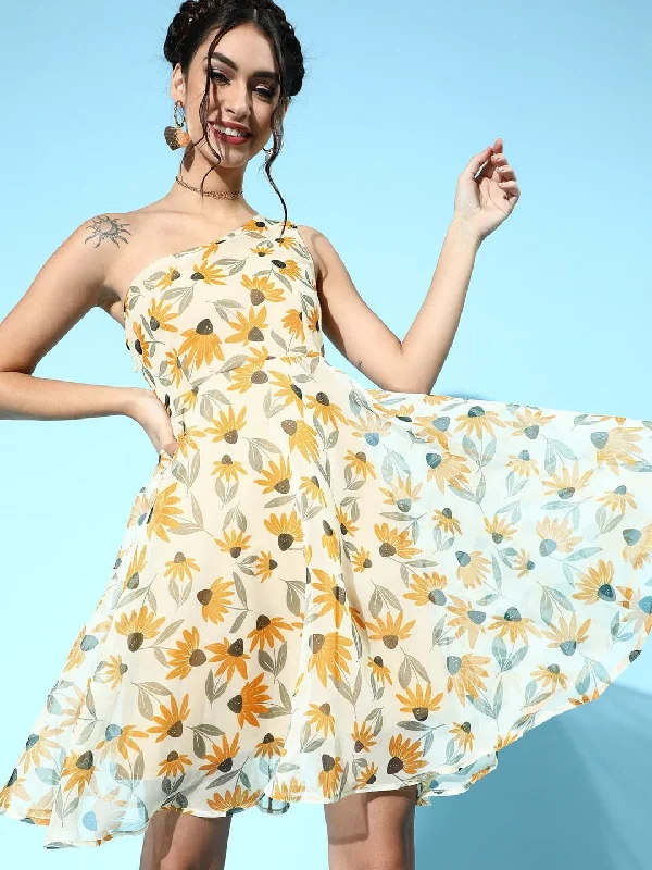 Mermaid - Style Women Dress with a Fitted Silhouette for Special Occasions Mermaid - Style Women Dress with a Fitted Silhouette for Special Occasions Yellow Floral Organza One Shoulder Dress Mermaid - Style Women Dress with a Fitted Silhouette for Special Occasions Mermaid - Style Women Dress with a Fitted Silhouette for Special Occasions Yellow Floral Organza One Shoulder Dress