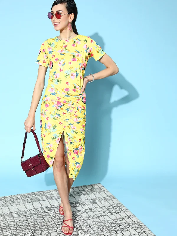 Off - the - Shoulder Women Dress for a Romantic and Feminine Look Off - the - Shoulder Women Dress for a Romantic and Feminine Look Women Yellow Floral Side Ruched Dress Off - the - Shoulder Women Dress for a Romantic and Feminine Look Off - the - Shoulder Women Dress for a Romantic and Feminine Look Women Yellow Floral Side Ruched Dress