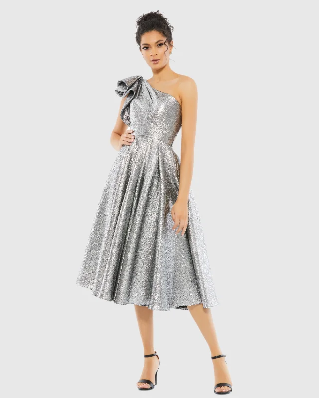 Sleeveless midi dresses with lace details for summer weddings One Shoulder Bow Midi Dress Sleeveless midi dresses with lace details for summer weddings One Shoulder Bow Midi Dress
