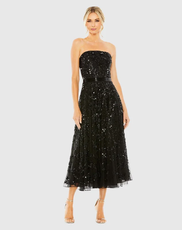 Midi dresses with keyhole backs for a flirty and unexpected detail Strapless Embellished A Line Dress Midi dresses with keyhole backs for a flirty and unexpected detail Strapless Embellished A Line Dress