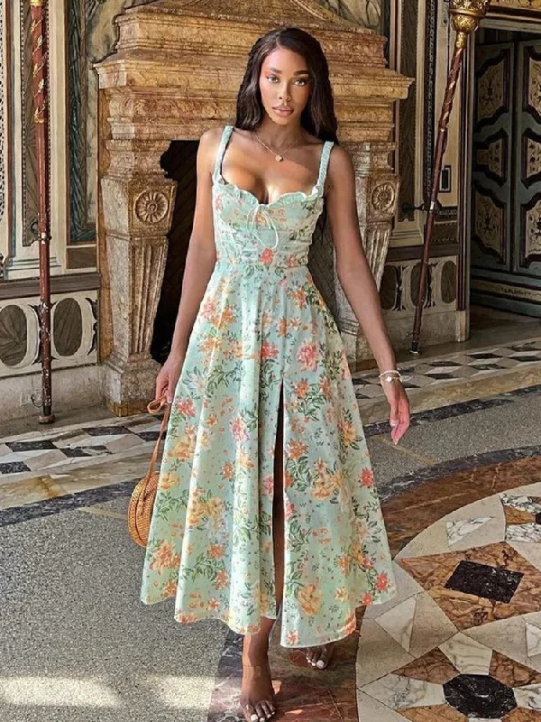 Midi dresses with ribbed textures for a unique and tactile appearance Print A-line Spaghetti Strap Summer Long Split Nightclub Sexy Midi Dress Midi dresses with ribbed textures for a unique and tactile appearance Print A-line Spaghetti Strap Summer Long Split Nightclub Sexy Midi Dress