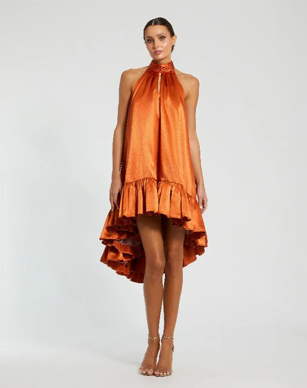 Midi dresses with pleated skirts for a timeless and elegant appeal High Neck Satin Mini Dress With Keyhole Midi dresses with pleated skirts for a timeless and elegant appeal High Neck Satin Mini Dress With Keyhole