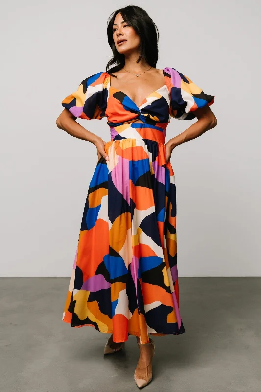 Midi dresses with polka dot prints for a playful summer outfit Lola Midi Dress | Rust + Navy Multi Midi dresses with polka dot prints for a playful summer outfit Lola Midi Dress | Rust + Navy Multi