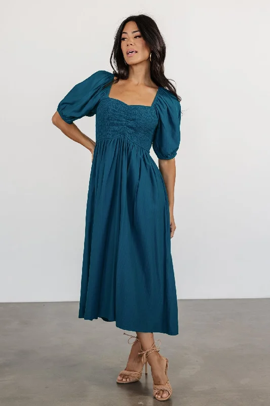 Midi dresses with button - front designs for a classic touch Stefania Midi Dress | Mediterranean Blue Midi dresses with button - front designs for a classic touch Stefania Midi Dress | Mediterranean Blue