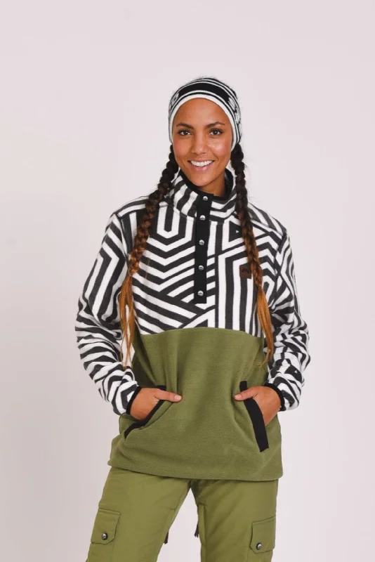 Fitted Women's Fleece Base Layer Top in White for Hiking and Camping Trips Fall Line Fleece Khaki - Women's Fitted Women's Fleece Base Layer Top in White for Hiking and Camping Trips Fall Line Fleece Khaki - Women's